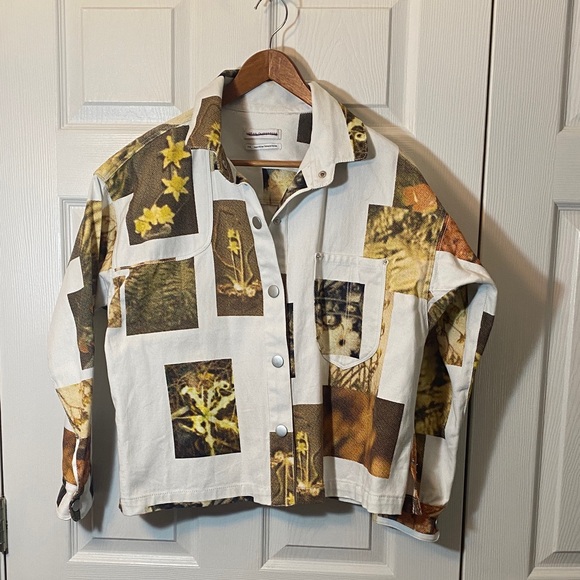 Urban Outfitters Tops - Urban Outfitters Cream Twill Shirt with Brushed Logo Tag